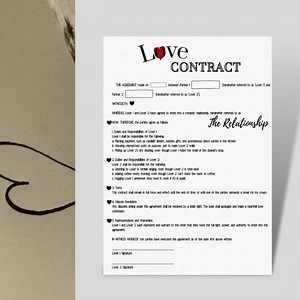 Couple Contract, Printable Love Contract, Digital Relationship Contract, Valentine's Day Gift , Unique Love Printable Gift, Digital Download - Etsy