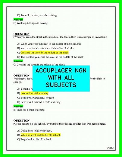 ACCUPLACER NGN WITH ALL SUBJECTS Latest Practice Questions & Answers Exam Prep Guide 2026 UPDATED