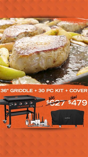 Cook bigger, better, and smarter. The 36″ Omnivore Griddle with hard cover now comes bundled with a 30-piece accessory kit ($100 value) & a weather-resistant cover-everything you need to master every meal. | Blackstone Products