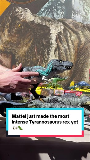 Mattel really made a Tyrannosaurus rex that breathes. 🦖 Spikes out and moving muscles. #toyfair #jurassicworld #dinos #trex #mattel