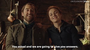 Sophie Skelton and Richard Rankin answered YOUR questions from set (with a little help from wee Adso). | Outlander