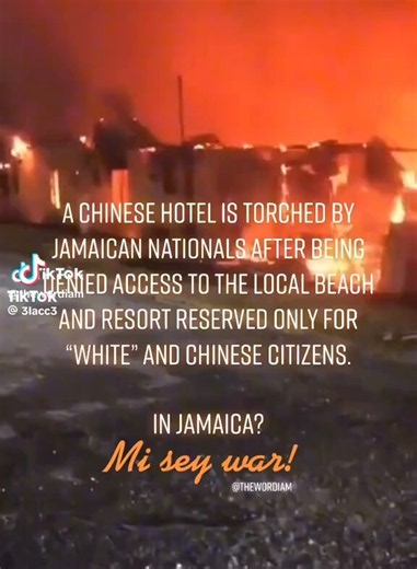 This is why the third world is poor and will always remain poor. You cannot build a country without foreign investment. Jamaicans have been rioting and burning down the communities of non-blacks since the 1910s. Now perceived racism, and a misunderstanding about what is capitalism. Lead them to burn down a hotel, which in turn will drive away investment for decades. The claim they only allowed white and Chinese citizens to access the beach is fake news.