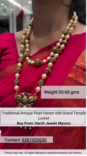Traditional Antique Pearl Haram with Grand Temple Locket | 2026 Bridal Collection #templejewellery