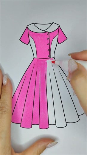 💗 I Colored a Pink Dress | Easy and Beautiful Coloring for Art Lovers