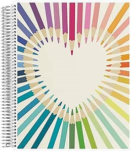 Erin Condren 8.5" x 11" Spiral Bound Productivity Notebook - Rainbow Heart. 160 Lined Page & To Do List Organizer Notebook. 80Lb Thick Mohawk Paper. Stickers Included