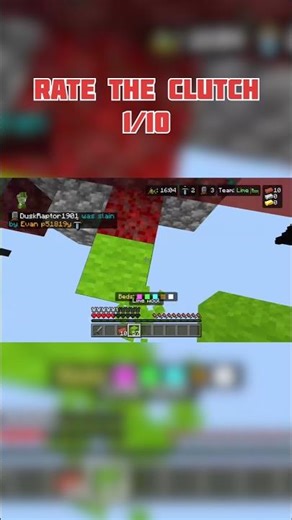 Rate This Crazy Bedwars Clutch 1/10. #minecraft #hypixel #clutch #bedwars #shorts