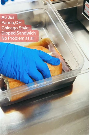 At Au Jus in Parma,Ohio. Customers enjoy a heavily dipped sandwich. They like that extra juicy. #parmaohio #aujuscle #foodincleveland #clevelandscene #clevelandohio @Astro Bros Ice Cream @Lickety Nicks LLC @Swensons @Cathlien @106th📍 @Subway @Zawie @Superior Pho