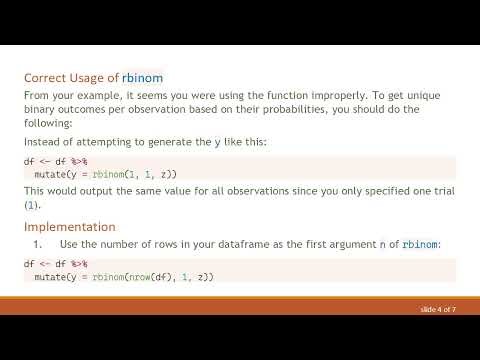 How to Generate a Bernoulli Variable from a Vector of Probabilities in R