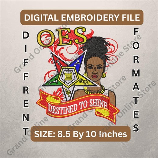 OES Lady Embroidery Design | Order of the Eastern Star Digital File | Destined to Shine OES - Etsy