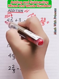 Adding and Subtracting Mixed Numbers and Whole Numbers #math #mathwithprincess #mathviralvideo #mathviral #MathTutor #mathematics #mathisfun #mixednumbersandwholenumbers #addition #subtraction | Math with Princess