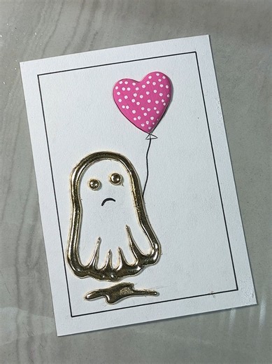 👻💗 Cute Ghost Painting with a Sweet Twist! #art #acrylicpainting #spookyseason #halloween #glue