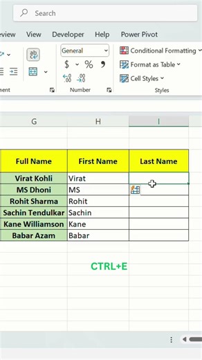 🛑 Stop Typing Manually in Excel! ❌ Use Ctrl + E Magic 🪄 #Shorts#trending #trendingshorts #excel