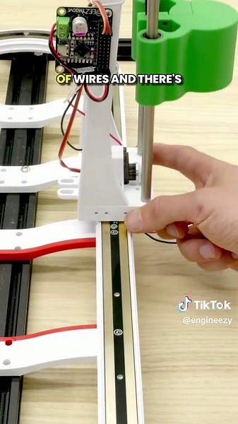 Engineezy (@engineezy) - Custom PCB Power Delivery ••• I needed a way to get power to these vertical sliders as the carts move around the track. If I connected wires directly to the board they would eventually get so twisted they would just rip out. After briefly considering a slip ring, I took inspiration from slot car tracks and designed a custom PCB to deliver power to the carts as they slide around the tracks. ••• Huge thanks to @PCBWay for supplying me with a massive 700mm custom PCB to mak