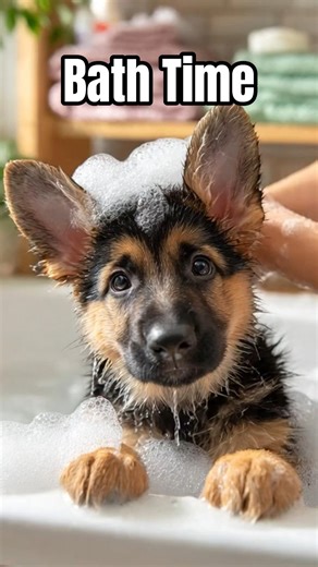 Cute German Shepherd Puppy After Bath Time 🐶