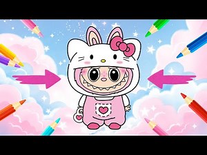 How to Draw Hello Kitty Labubu 🧁🩷 | Step by Step 🎨
