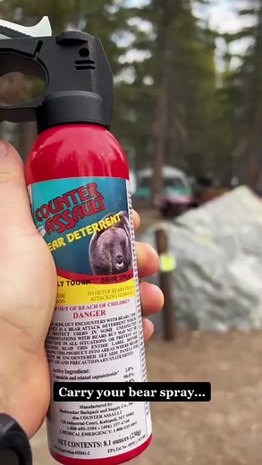 Why you should always carry your bear spray! Big thanks to Anthony Jennings for this video! #counterassault #bearspray #grizzlybear #bearcountry #camping #campingsafety #pnw #madeinmontana