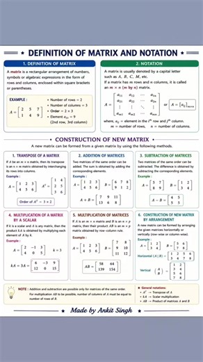 📘 Matrix | Class 12 Mathematics | Complete Notes & Examples