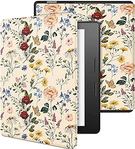 for Kindle Oasis case 7 Inch (10th Generation 2019, 9th Generation 2017) Women Girls Cute Folio E-Reader Covers Flower Aesthetic Auto Wake/Sleep for Amazon Kindle Oasis 10th/9th Gen Cases 7”