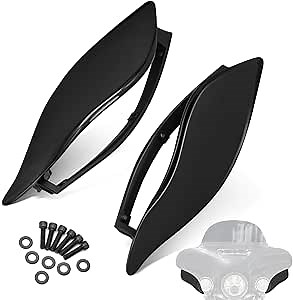 Amazicha Adjustable Air Fairing Deflector Kit Side Wing Deflectors Fairing Wind Deflectors 14-23 Compatible for Harley Touring Street Glide Electra Glide Trike Glide Ultra Classic 2014-2024 （Black）