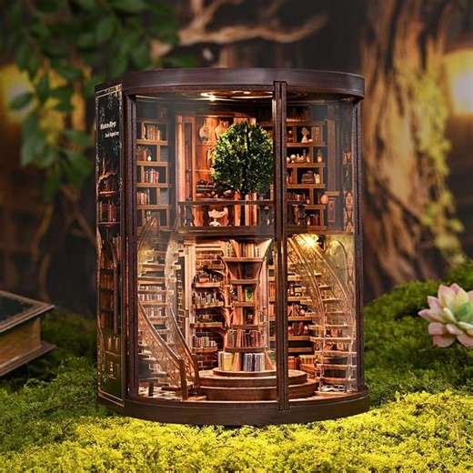 Wisdom Rings Books Repository Book Nook Kit – DIY Miniature Dollhouse Library Scene With LED Lights - Etsy