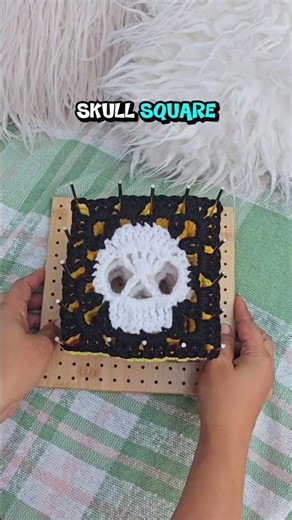 Learn How to Crochet a Skull Granny Square 🧶 #crochettutorial #craftinghappiness