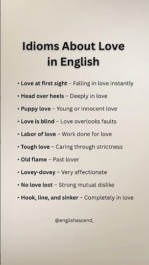 Idioms about Love in English | #english #idioms #love #shorts