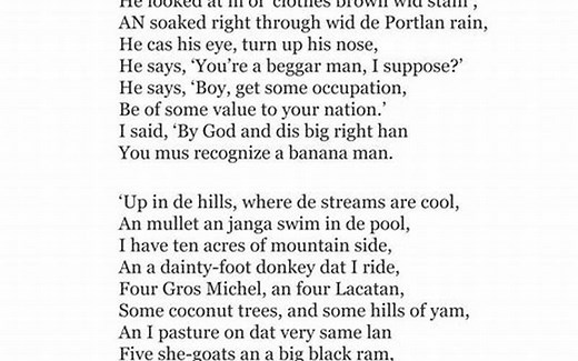 The Song Of The Banana Man Poem Analysis
