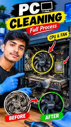 I Cleaned My Dusty PC CPU & Fan 😱 | PC Cleaning Before & After #Shorts