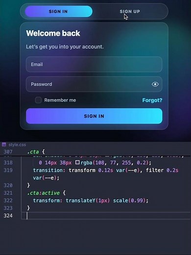 Amazing Login Form | Glossy Form #html #css #javascript #coding
