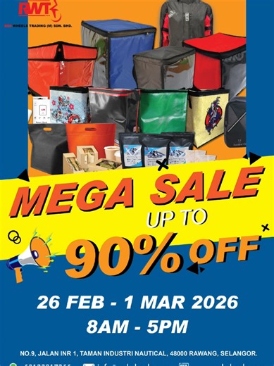 JUALAN MEGA RWT SUDAH KEMBALI GAISSS SEMPENA BULAN RAMADHAN 2026 DISKAUN SEHINGGA 90% !!! TARIKH : 26HB FEB - 1 HB MAC LOKASI : NO.9, JALAN INR 1, TAMAN INDUSTRI NAUTICAL 48000 RAWANG SELANGOR 8AM - 5PM JOM SAPORT LOKAL ! #rider #viralmalaysia #begrider #begviral #jualanmegarwt