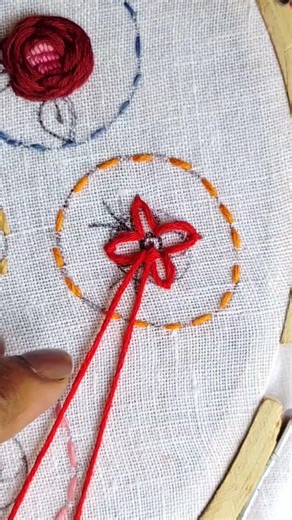 easy embroidery trick with bullion stitch #embroiderydesigns #handembroidery #embroidery
