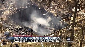 11K views · 435 reactions | Two people were killed after their Pennsylvania home exploded, damaging nearby houses and setting a hillside ablaze. A smoking crater is all that remains of the home. As authorities investigate what caused the explosion, Erielle Reshef reports. https://trib.al/C9LlSEF | ABC World News Tonight with David Muir | Facebook