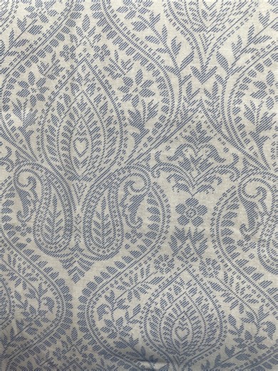 Cotton Paisley Blue on White - Etsy