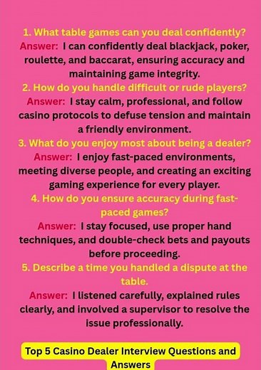 Top 5 Casino Dealer Interview Questions and Answers