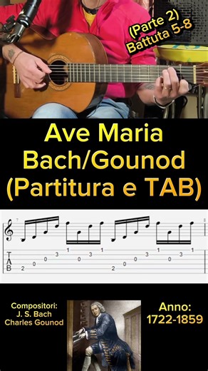 Ave Maria (Bach/Gounod) "Tutorial chitarra" (TAB parte 2) #guitartabs #tutorialchitarra