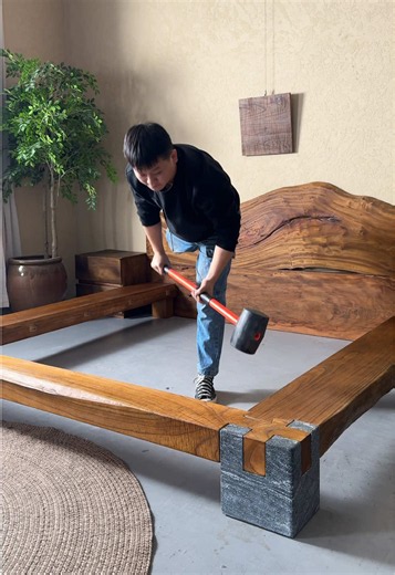 Solid Wood Bed for Wabi-Sabi Comfort