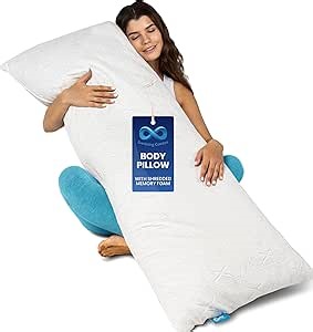 Everlasting Comfort Memory Foam Body Pillow for Adults - Full Body Cuddle Pillow for Sleeping - Long Pillow for Bed with Cooling Pillowcase (20"x54")