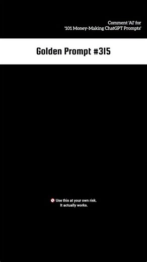 Ai Prompt on Instagram: "☠️ Comment "AI” & I’ll DM you "101 ChatGPT Prompts to Make Your First Lakh" Prompt Library 🔥 This is how ordinary people turn AI into extraordinary income. 📘 Simple money prompts 📲 Designed for beginners 👇 Comment AI now."