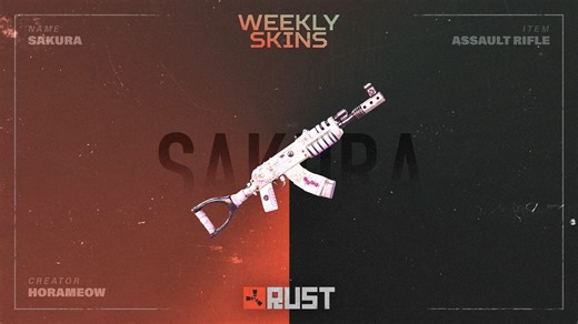 The weekly Rust community skins are now live on the Steam Item Store! 💮📦🔫 Get yours here: https://store.steampowered.com/itemstore/252490/ | Play Rust
