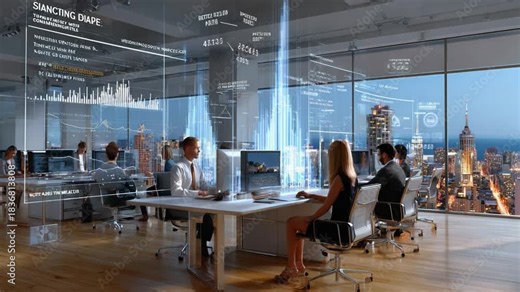 Office of the Future: An Innovative Modern Office Space: A forward-thinking modern office space is abuzz with activity.