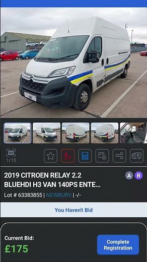 2019 Citroen relay 2.2 blue HDI H3:van enterprise on copart uk as a category s