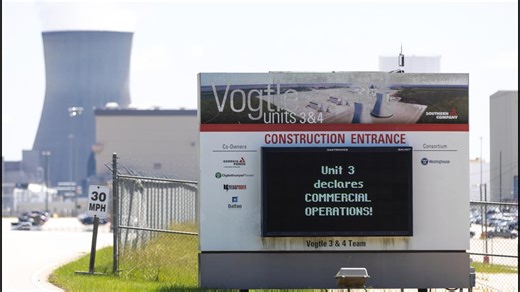 Nuclear reactor built from scratch enters commercial operation in Georgia