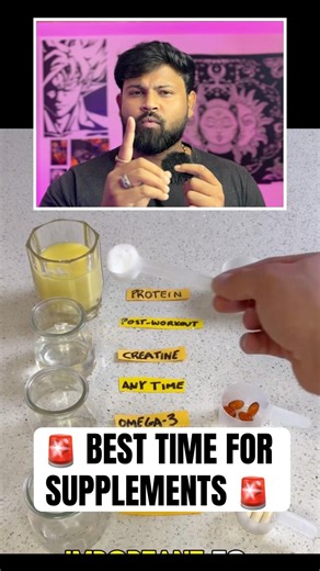 BEST TIME TO TAKE SUPPLEMENTS 💪 | Protein, Creatine, Omega 3 & Magnesium Timing Guide #viralshorts