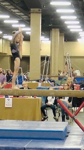 Isabelle Roberts on Instagram: "☺️So proud of this beam routine. Did it win first place? No. Was it flawless? No. This routine was more than skills and choreography. It was a test of perseverance.👊🏻 What you can’t see from this routine is what happened directly before this. Isabelle had the scariest fall that she has ever experienced. She flew from the high bar and landed 15 feet on her head. She laid there for 10 minutes while a medic attended to her checking for signs of a concussion. Luckil