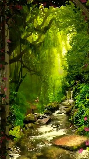 Relaxing Nature, Birds Sounds, Nature Sounds With Waterfall #shorts #nature #waterfall #birds