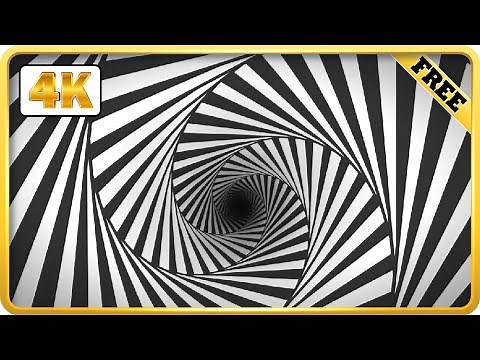 Black and White Spiral Swirl Psychedelic Hypnotic Optical Illusion video loops 4K