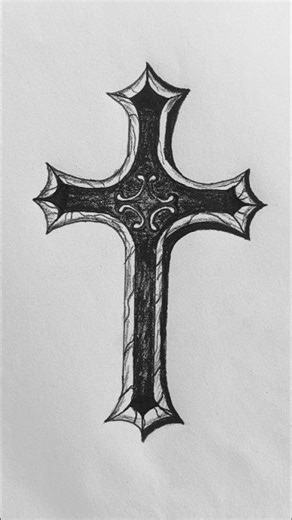 How to draw gothic cross tattoo ✝️ #gothic #cross #tattoo #drawing #art #music #viral #shorts