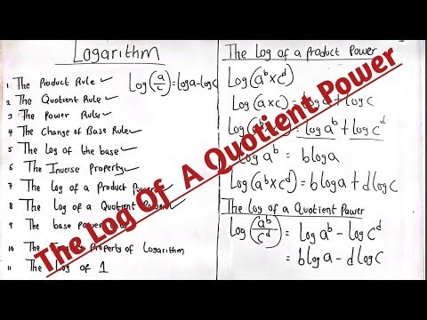 Rules Of Logarithm | Laws Of Logarithm | Log of a quotient power