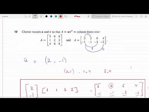 Choose Vectors u and v so that Matrix A = uv(T) = Column times Row: Pr 3-3-10