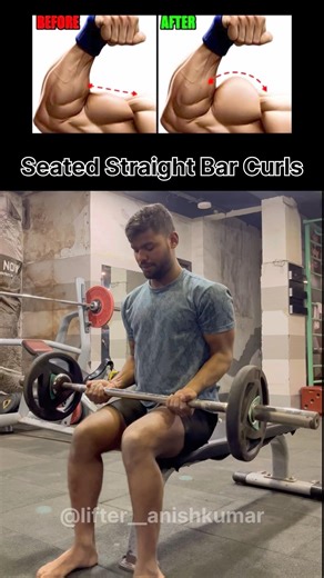 Seated Straight Bar Curls #biceps #bicepsworkout #bicepcurl #fitnessmotivation #fitneess #gym #fit